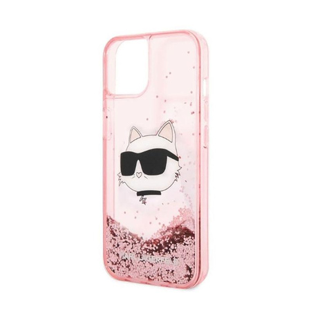 Karl Lagerfeld Liquid Glitter NFT Choupette Head - Coque iPhone 14 (rose)