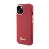 Guess szilikon script fém logó és keret - iPhone 15 tok (magenta)