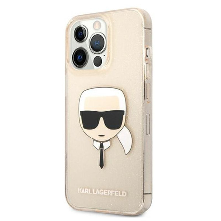 Karl Lagerfeld Karl's Head Glitter - iPhone 13 Pro Case (Gold)