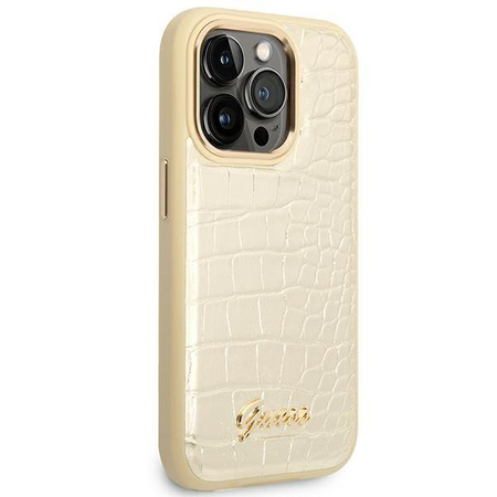 Guess Croco Collection - Coque pour iPhone 14 Pro (Or)