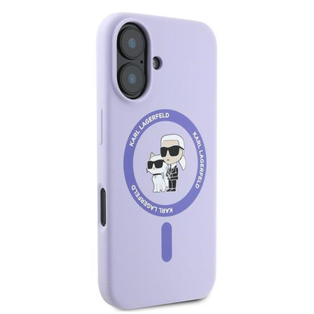 Karl Lagerfeld Silikonové pouzdro Karl & Choupette Ring MagSafe - iPhone 16 (fialové)