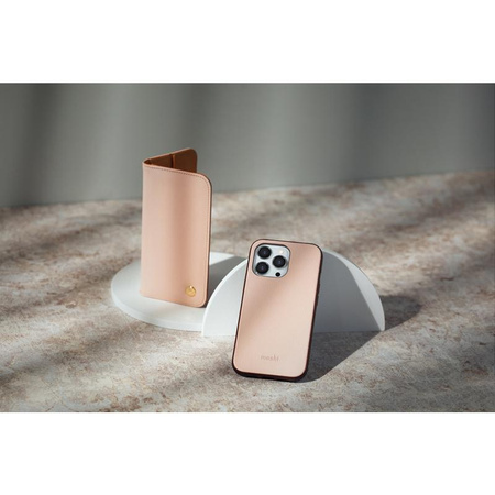 Moshi Overture - Étui 3-en-1 avec coque à rabat iPhone 13 Pro (NanoShield™ antibactérien) (Luna Pink)