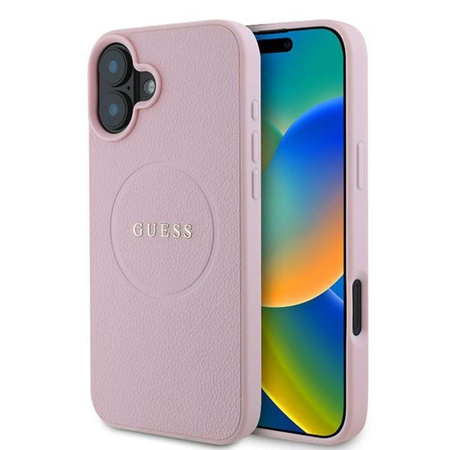 Guess Körniger Ring MagSafe - iPhone 16 Plus Tasche (rosa)