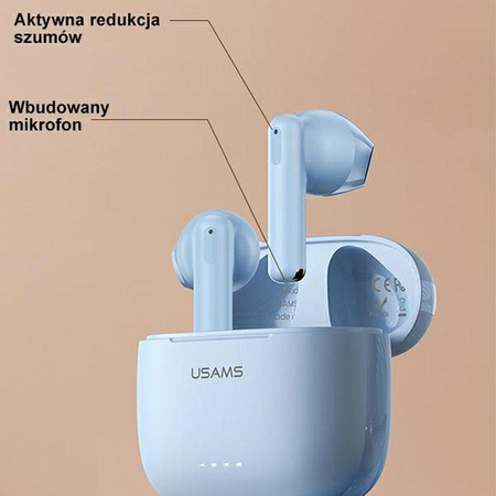 USAMS US Series - Casque d'écoute Bluetooth 5.3 TWS + étui de chargement (blanc)