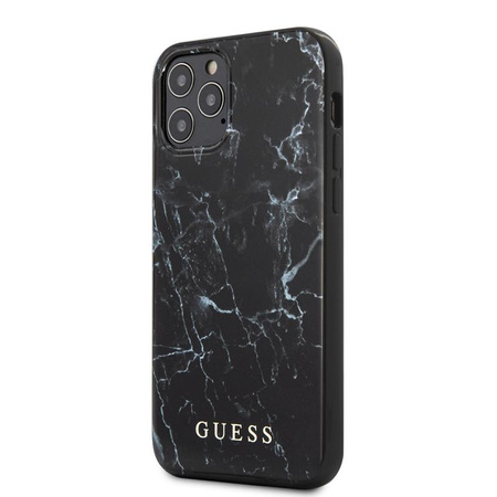 Guess Marble - pouzdro pro iPhone 12 / iPhone 12 Pro (černé)