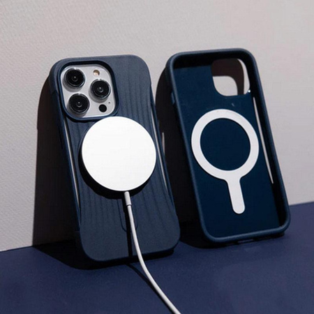 X-Doria Raptic Clutch MagSafe - Biologisch abbaubare Hülle für iPhone 14 (Falltest 3m) (Marineblau)