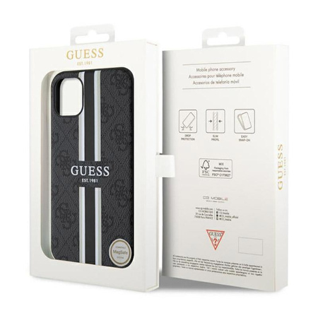 Guess 4G Étui MagSafe à rayures imprimées - iPhone 11 (Noir)