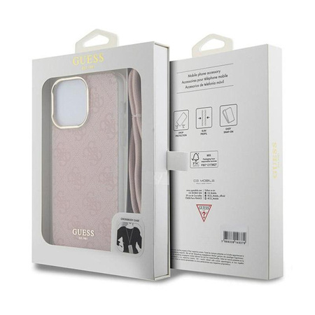 Guess Crossbody Cord 4G Print - iPhone 15 Pro Max Tasche (Pink)