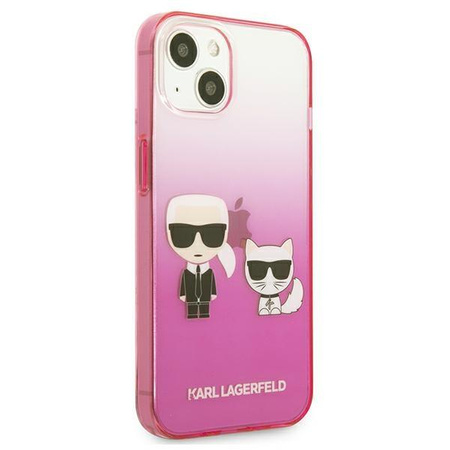 Karl Lagerfeld Gradient Ikonik Karl & Choupette - pouzdro na iPhone 13 mini (růžové)