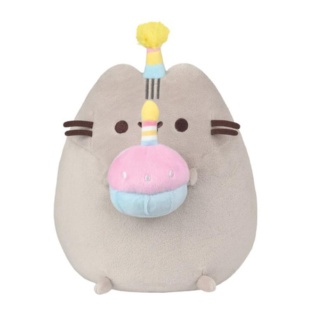 Pusheen - Peluche con cappello da compleanno e torta da 24 cm