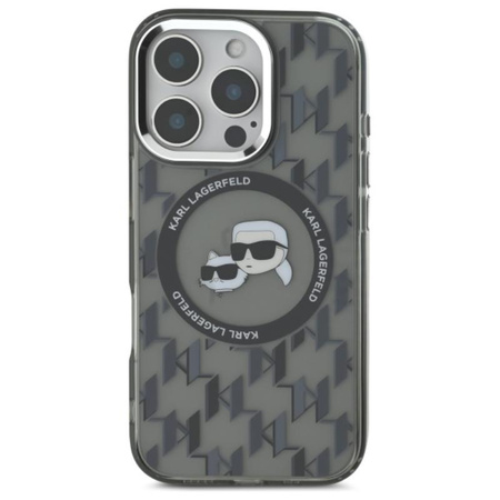 Karl Lagerfeld IML Monogram Karl & Choupette Head MagSafe - iPhone 16 Pro Case (noir)