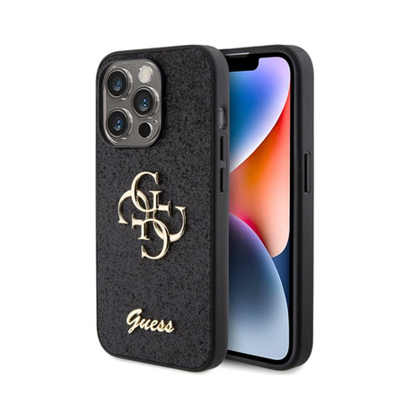 Guess Glitter Script Big 4G - iPhone 15 Pro Case (black)