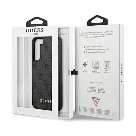 Guess 4G Metal Logo - pouzdro pro Samsung Galaxy S23 (šedé)