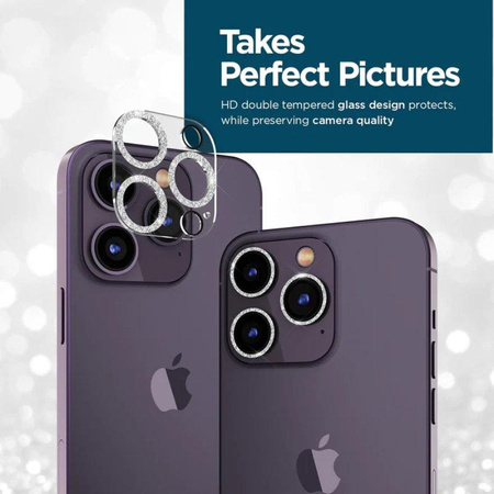 Case-Mate Sparkle Lens Protector - Verre de protection pour iPhone 14 Pro / iPhone 14 Pro Max (Twinkle)