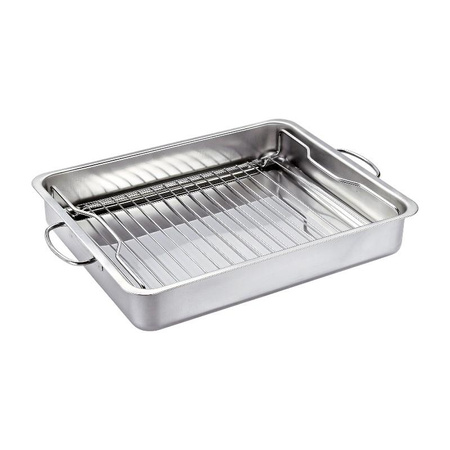 Küchenprofi Style - Plat à four en acier avec grille 40×31,5×6,5 cm