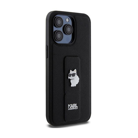 Karl Lagerfeld Gripstand Saffiano Choupette tűk - iPhone 13 Pro tok (fekete)