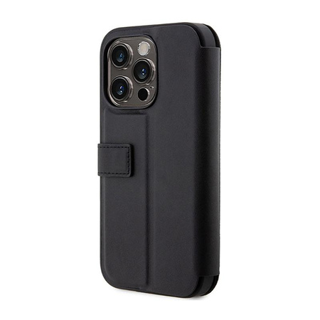 BMW Booktype Leder strukturiert & gestreift - Hülle für iPhone 14 Pro (Schwarz)