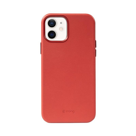 Crong Essential Cover - PU-Lederhülle für iPhone 12 / iPhone 12 Pro (Rot)
