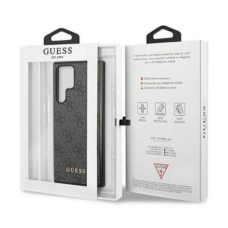 Guess 4G Metall Logo - Samsung Galaxy S23 Ultra Tasche (grau)