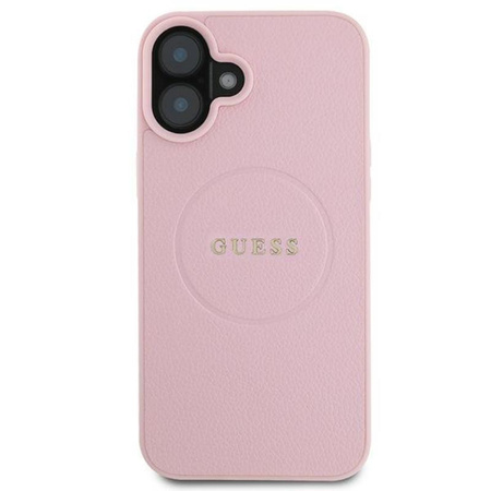 Guess Anneau Grainé MagSafe - Coque iPhone 16 Plus (rose)