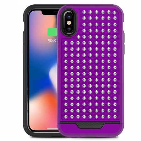 Zizo Star Diamond Hybrid Cover - iPhone X Case (Purple/Black)