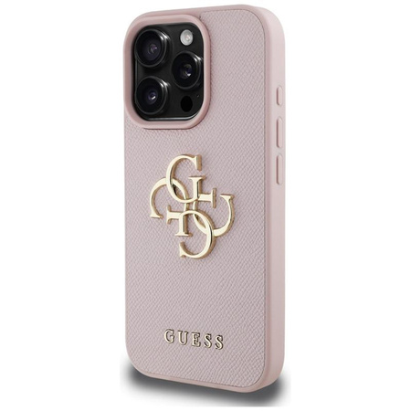 Guess Grained Big 4G Logo Small Classic Logo - pouzdro pro iPhone 16 Pro Max (růžové)