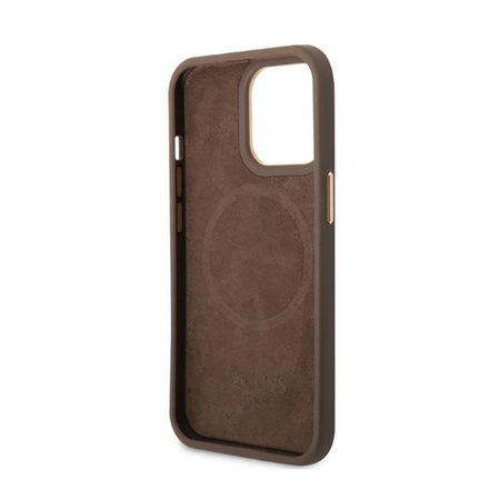 Guess 4G Logo Plate MagSafe - Coque iPhone 13 Pro Max (marron)