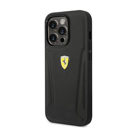 Étui en cuir Ferrari Stamp Sides - iPhone 14 Pro Max Case (Noir)