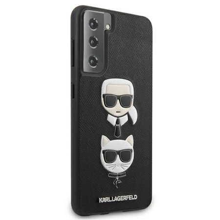 Karl Lagerfeld Saffiano Karl & Choupette Heads - Étui Samsung Galaxy S21+ (noir)