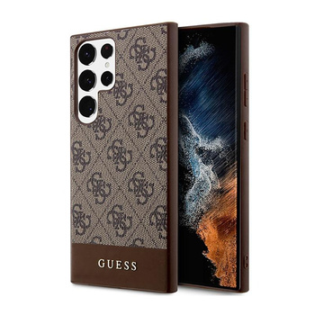 Guess 4G Bottom Stripe Metal Logo Collection - Samsung Galaxy S23 Ultra tok (barna)