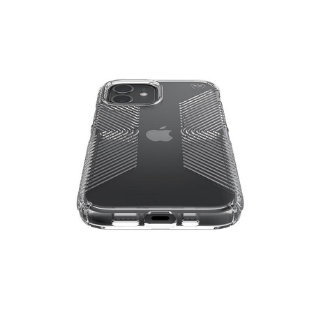 Speck Presidio Perfect-Clear s úchyty - pouzdro pro iPhone 12 / iPhone 12 Pro s povrchovou úpravou MICROBAN (čiré)