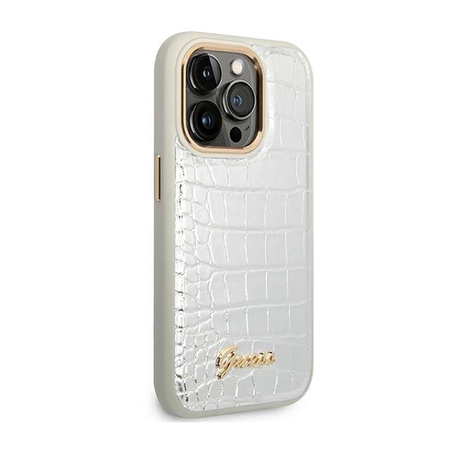 Guess Croco Collection - iPhone 14 Pro Case (silver)