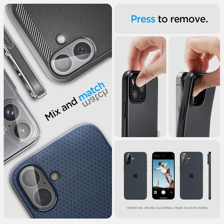 Spigen Optik GLAS.TR Camera Protector 2er-Pack - Objektivschutzglas für iPhone 16 / 16 Plus (2 Stück) (Transparent)