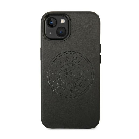 Karl Lagerfeld Lederhülle mit perforiertem Logo - iPhone 14 Tasche (schwarz)