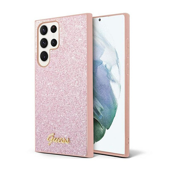 Guess Glitter Flakes Metal Logo Case - Samsung Galaxy S24 Ultra (rose)
