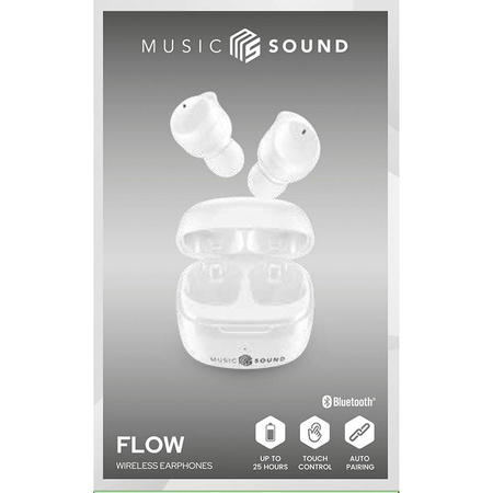 Cellularline Music Sound Flow - bezdrátová sluchátka Bluetooth V5.3 TWS s nabíjecím pouzdrem (bílá)