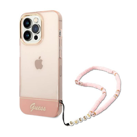 Guess Translucent Pearl Strap - iPhone 14 Pro Tasche (rosa)