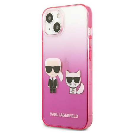 Karl Lagerfeld Farbverlauf Ikonik Karl & Choupette - iPhone 13 Tasche (rosa)