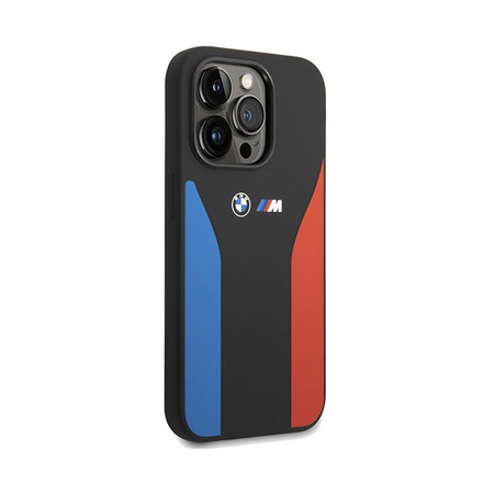 BMW Silikon Blau&Rot Streifen M Kollektion - iPhone 15 Pro Max Hülle (schwarz)