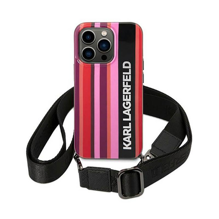 Karl Lagerfeld Color Stripes Strap - iPhone 14 Pro Case (pink)