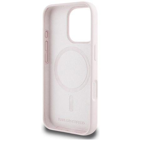 Karl Lagerfeld Silicone Double Heads And Circle MagSafe - Coque pour iPhone 16 Pro (rose)