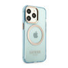 Guess Gold Outline Translucide MagSafe - Étui pour iPhone 13 Pro Max (bleu)