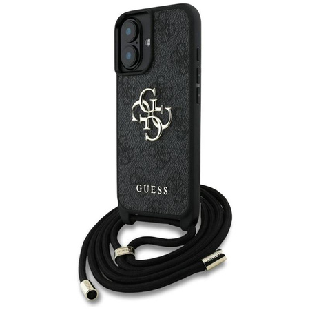 Guess 4G Big Logo Cord Strap Crossbody - Tasche für iPhone 16 Plus (schwarz)