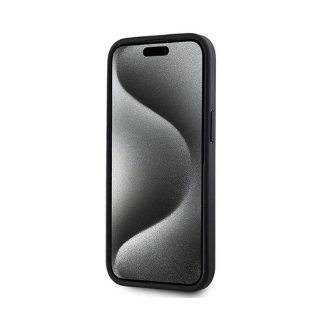 DKNY Leather Checkered Mono Pattern MagSafe - Hülle für iPhone 15 / 14 / 13 (Schwarz)