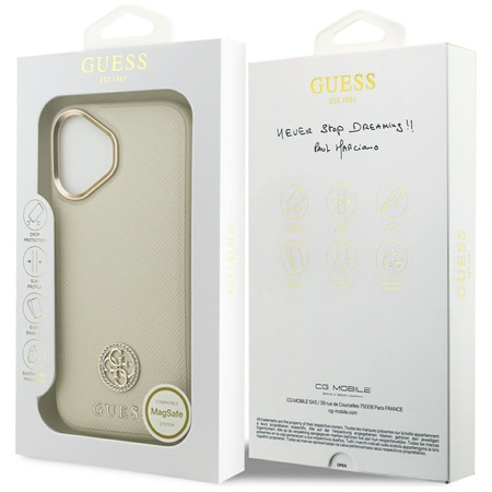 Guess Grained Strass Logo MagSafe - Case iPhone 17 (beige)