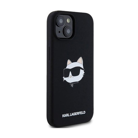 Karl Lagerfeld Silikonové pouzdro Choupette Head MagSafe - iPhone 15 Plus / 14 Plus (černé)