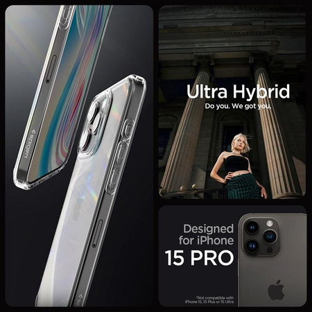 Spigen Ultra Hybrid - Gehäuse für iPhone 15 Pro (Transparent)