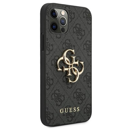 Guess 4G Big Metal Logo - pouzdro pro iPhone 12 / iPhone 12 Pro (šedé)