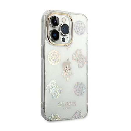 Guess Peony Glitter Case - Coque iPhone 14 Pro (Transparent)