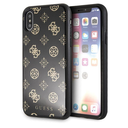 Guess Double Layer Glitter Case Peony G - Coque pour iPhone Xs / X (Noir)